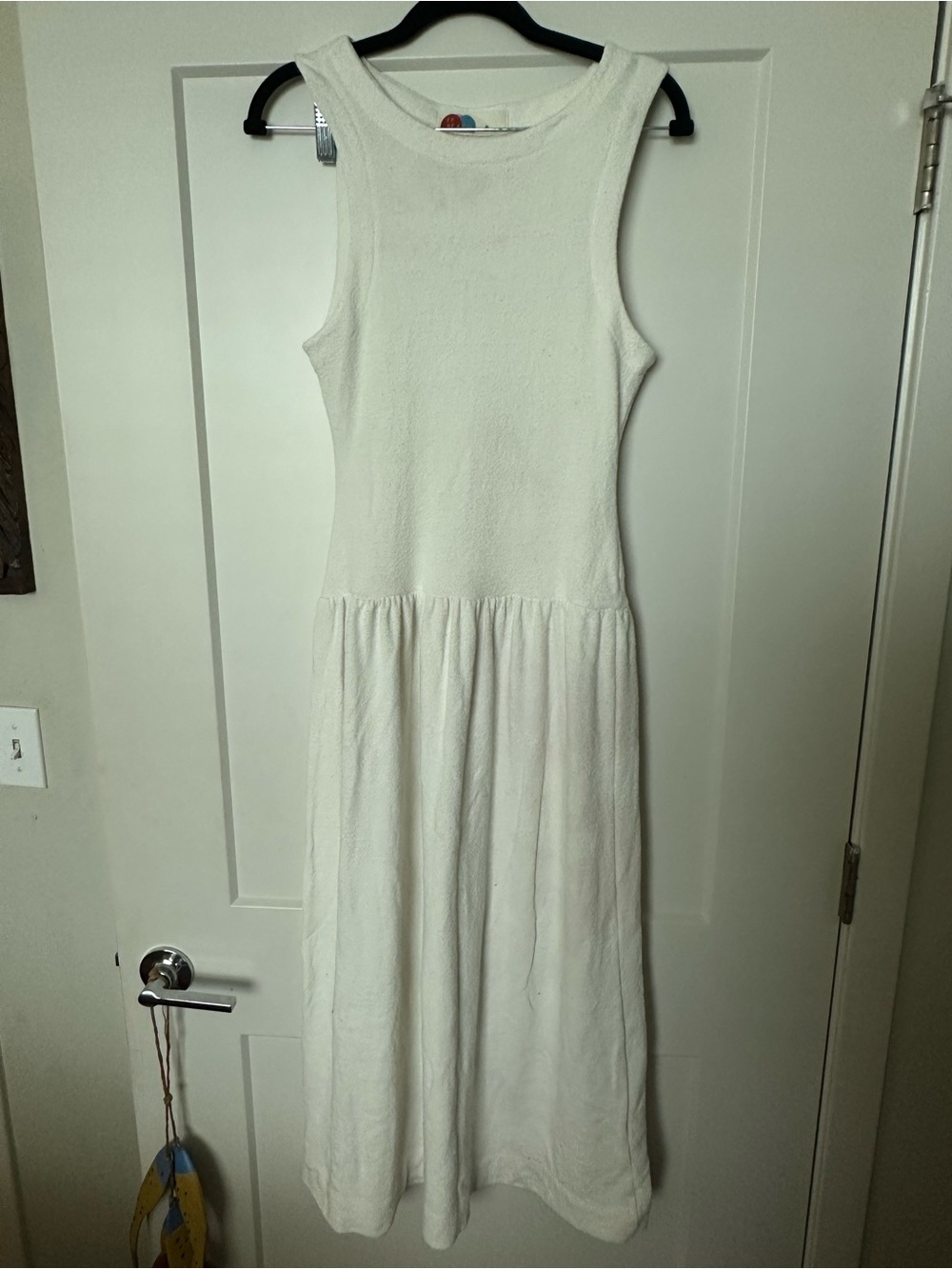 Free People Cream Sleeveless Drop Waist Midi Dress